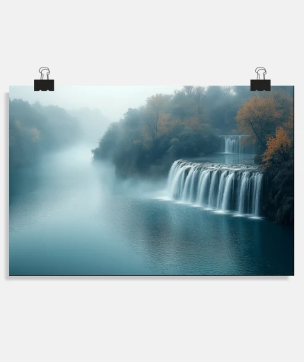 Poster cascade rivière nature forêt paysage