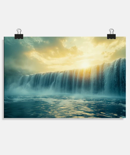 Poster cascade rivière nature forêt paysage