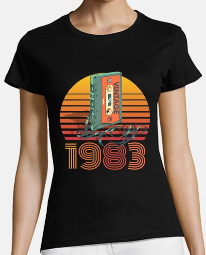 Tee-shirt cassette audio vintage 1983