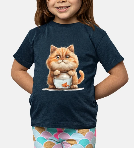 Kids cat and fish