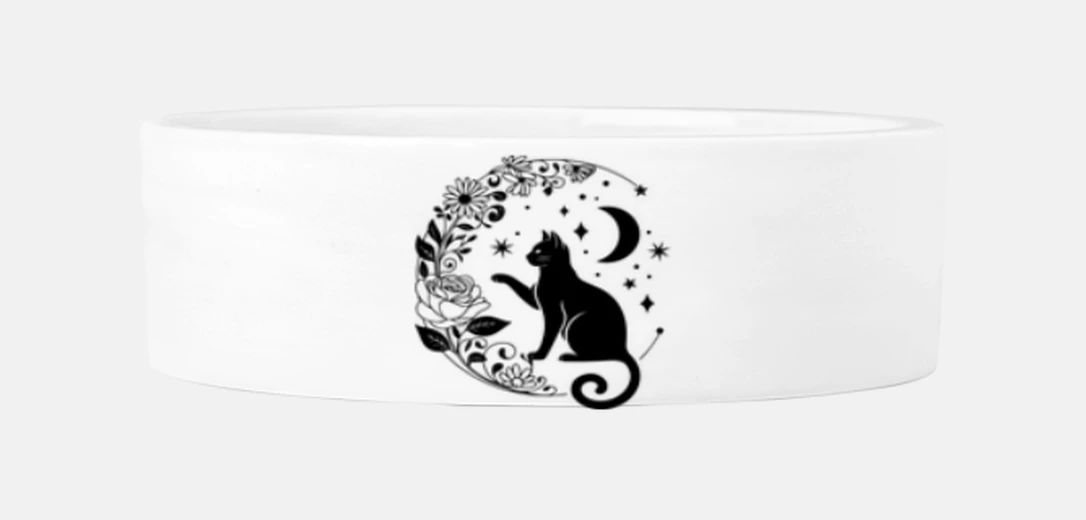 Mascotas cat and moon pink flower