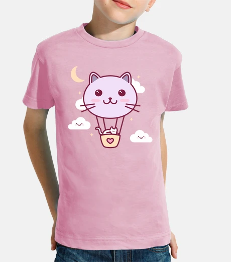 Kids cat balloon kawaii illustration