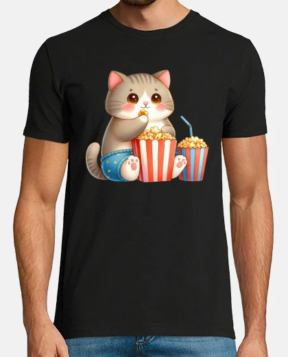 T-shirt cat cinema popcorn
