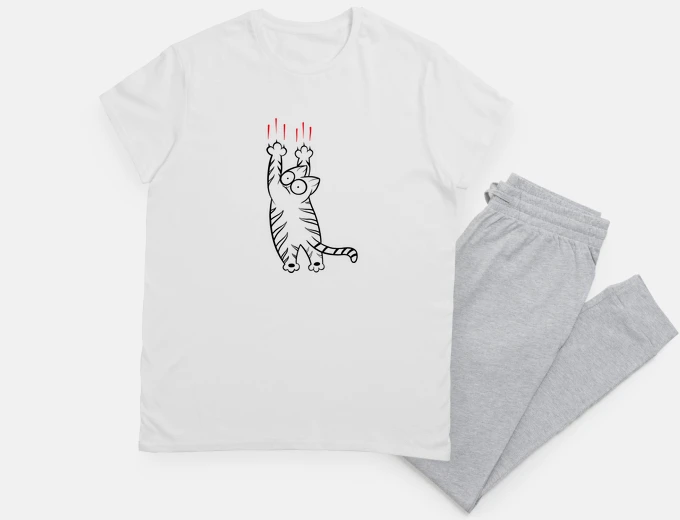 Pajama cat doing stupid things