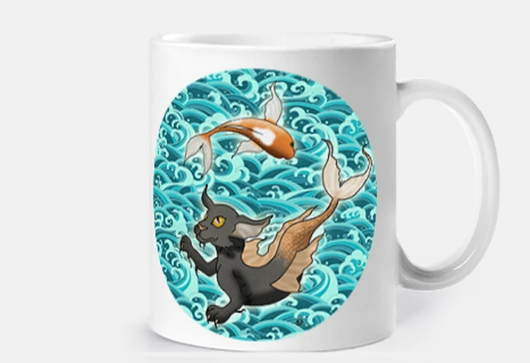 Cup cat fish and koi fish