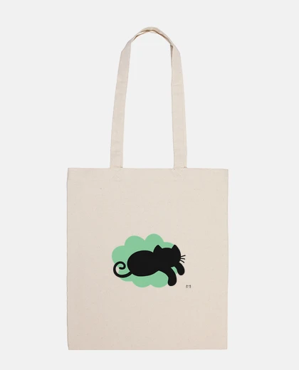 Bag cat flying in green cloud