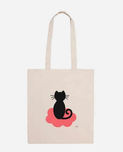 Bag cat flying in red cloud