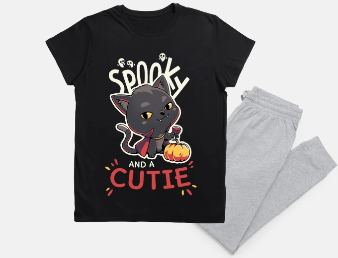 Pyjama cat halloween spooky cutie