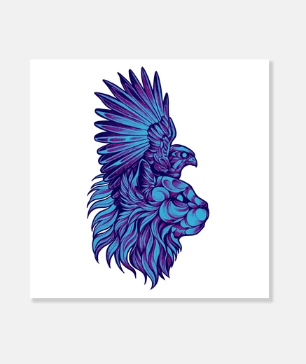 Wall cat head and purple blue eagle