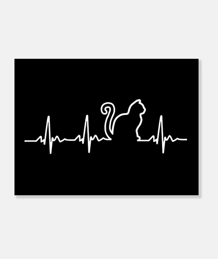 Wall Cat Heartbeat - Funny Cute Gift idea 