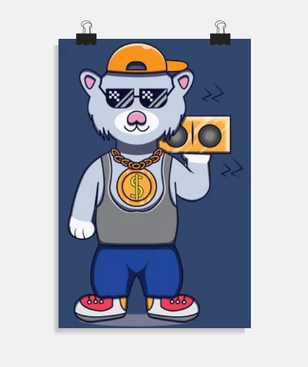 Poster cat hip hop swag rapper poster studio living room bedroom workshop poster