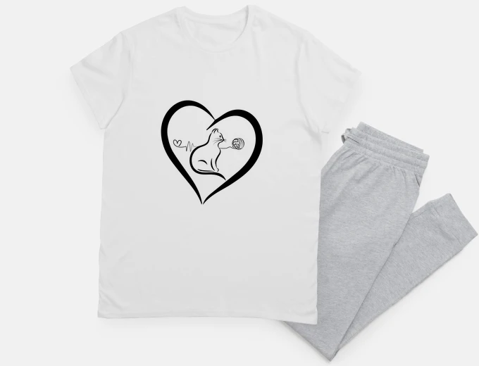 Pyjama cat in love