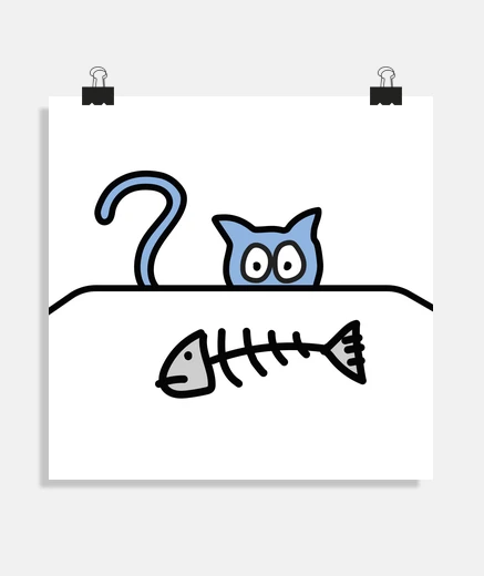Poster cat looking at a bone