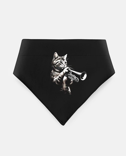 Mascotas cat playing trumpet jazz band