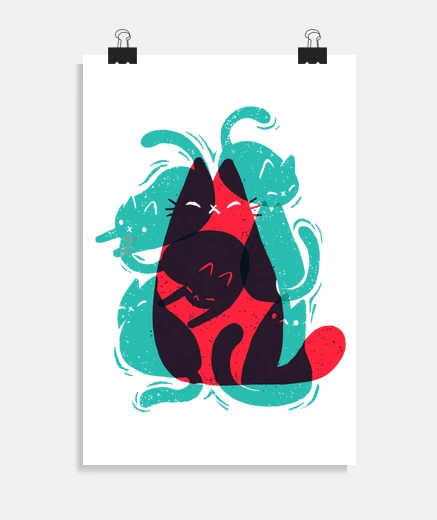 Poster cat shapes - funny cute kitty - modern 