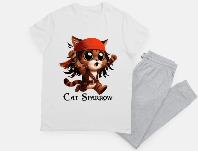Pajama cat sparrow - black letters