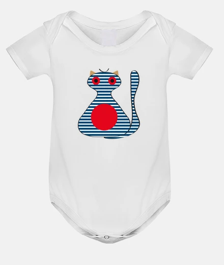 Kids cat suso baby bodysuit, white