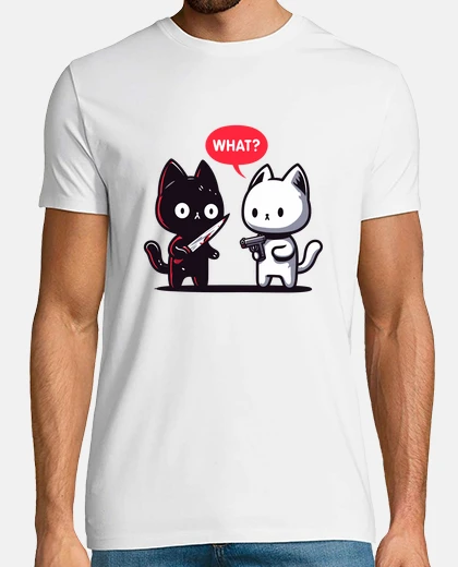 T-shirt Cat what Murderous Black and White Cat