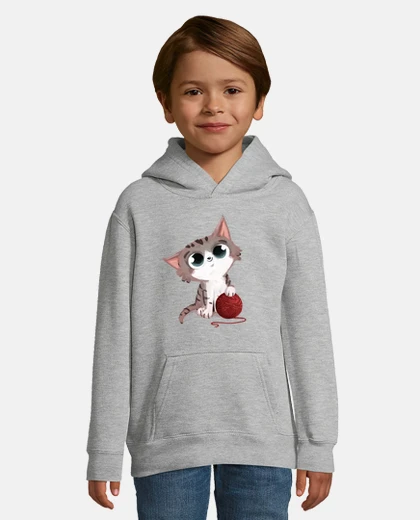 Kids cat with ball of wool