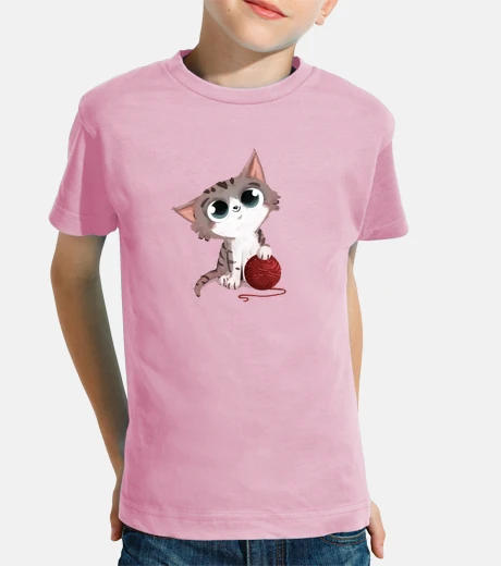 Kids cat with ball of wool