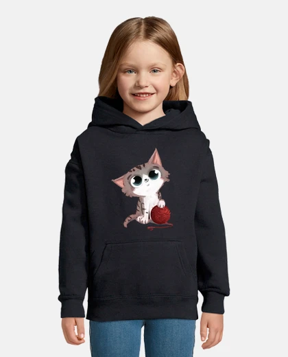 Kids cat with ball of wool