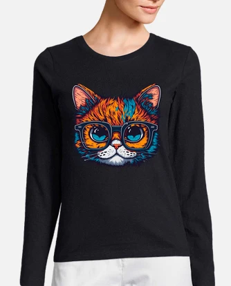 Cat with glasses t shirt best sale