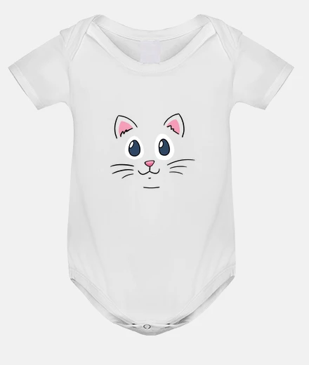 Kids cat&#39;s head, face, whiskers, bodysuit, baby,