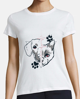 Cat and Dog Face Love Design