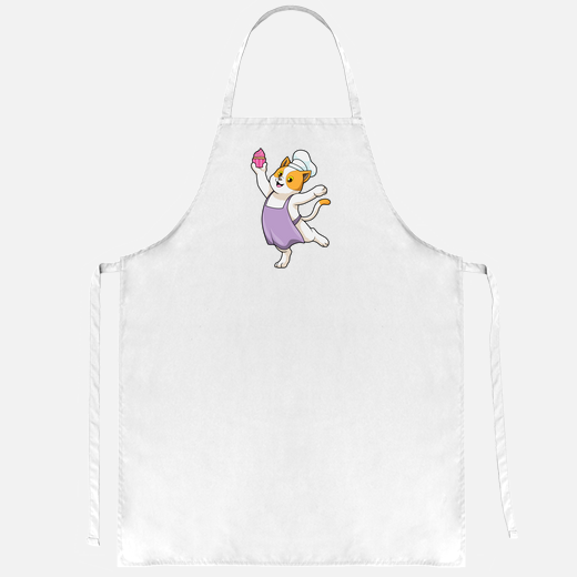 cat as cook with cooking apron  muffin
