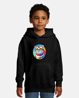 cat with multicolored flash glasses