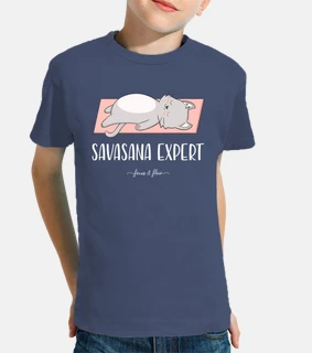 cat yoga savasana expert children&#39;s t-shirt