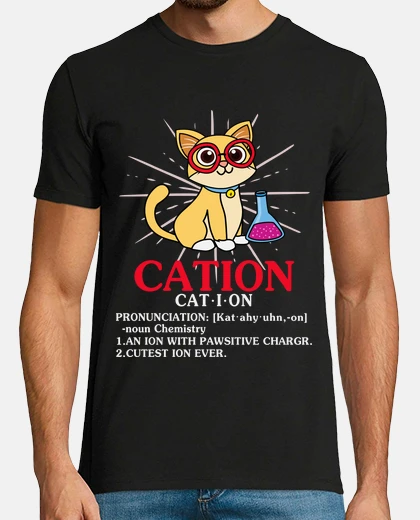 T-shirt cation cat umorismo chimica scolastica