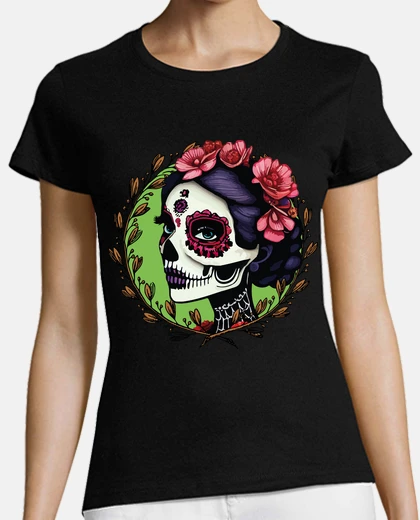 Tee-shirt catrina profil encadré fleurs récoltées