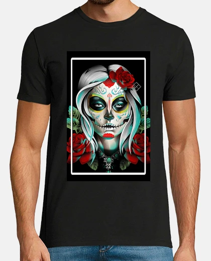Camiseta Catrina y flores