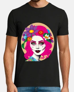 catrina con flores en el pelo