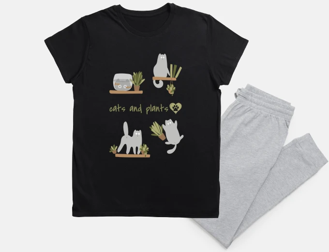 Pajama Cats and Plants
