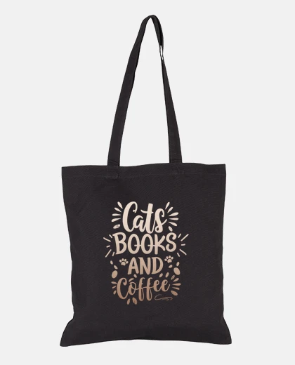 Bag cats books and coffee