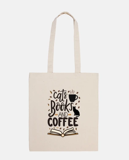 Bag cats books and coffee