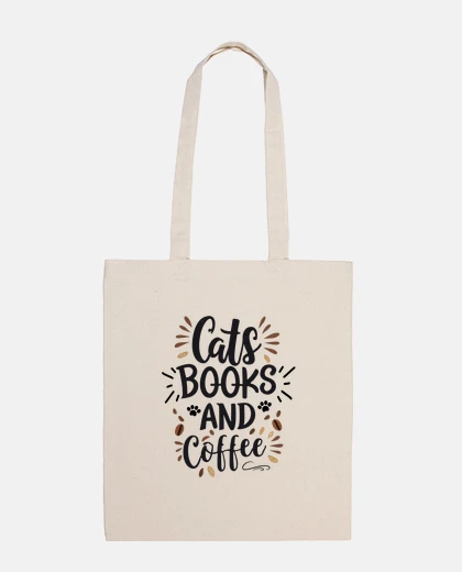 Bag cats books and coffee