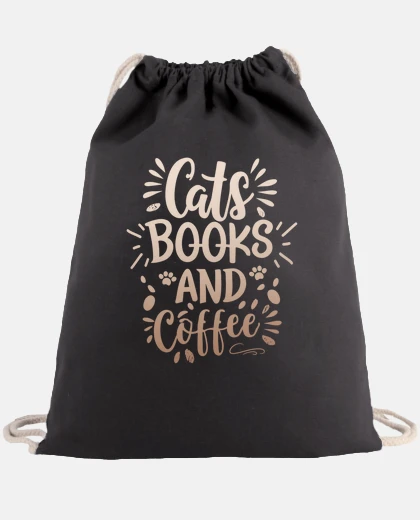 Bag cats books and coffee