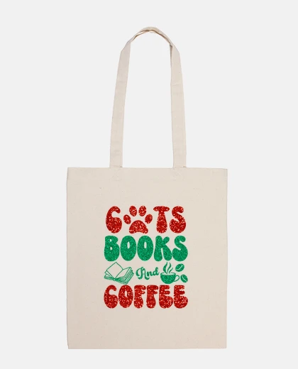 Bag cats books and coffee