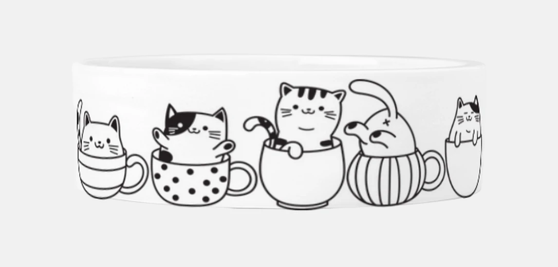 Mascotas cats in a coffee cup funny bowl kibble