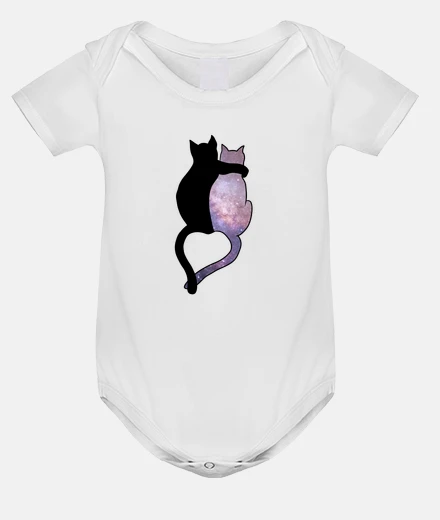 Kids cats in love, too cute, bodysuit, baby, black, moonlight
