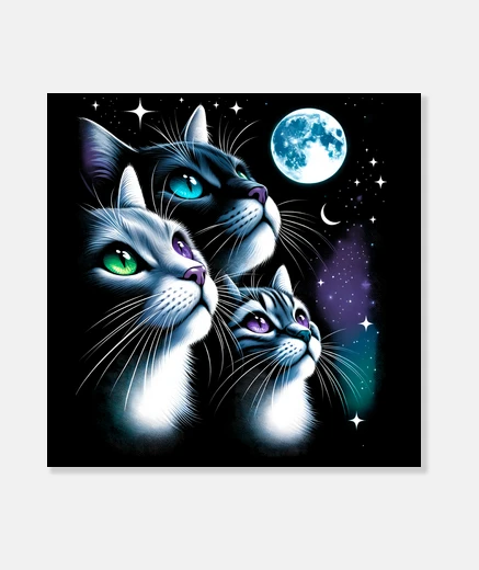 Wall cats in the light of the full moon kitt