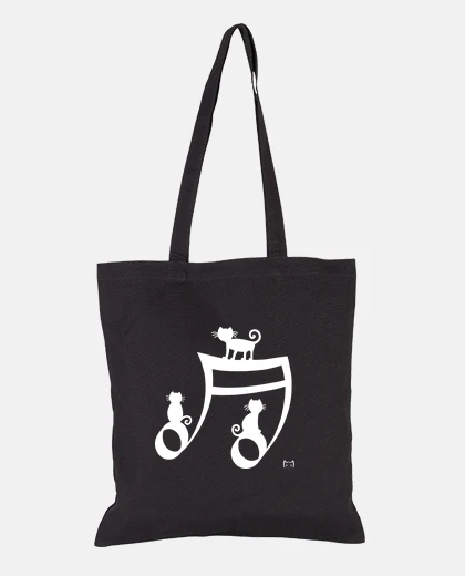 Bag cats on musical note on white