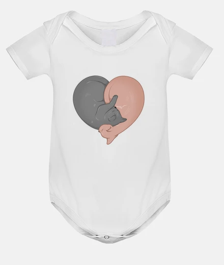 Children's cats yin yang love heart cat bodysuit baby onesie