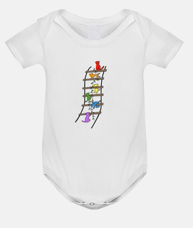 cats playing on a ladder, funny baby cat bodysuit