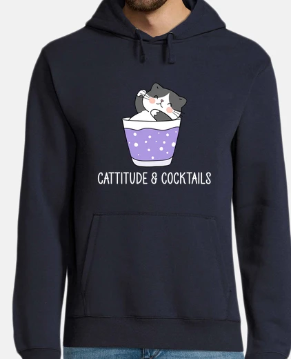 Felpa Cattitude e cocktail bevanda carina per
