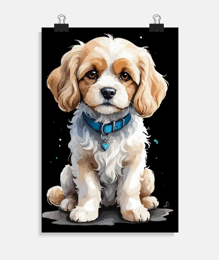 Poster cavachon puppy too cute poster poster for living room bedroom store