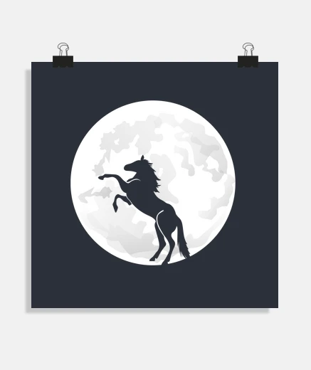 Poster cavallo chiaro di luna che si impenna c